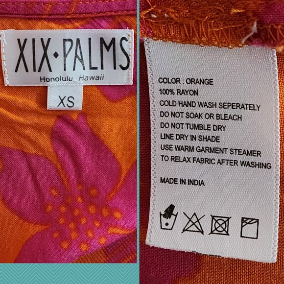 XIX Palms Orange Pink Floral Print Flounce Hem Maxi Wrap Dress - Picture 4 of 4